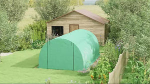 19' x 10' x 6.6'Walk-in Tunnel Greenhouse with 8 Mesh Windows, Green