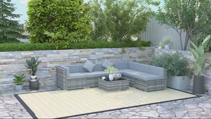 7-Piece Outdoor Wicker Conversation Sets, All Weather PE Rattan Sectional Sofa, Light Grey