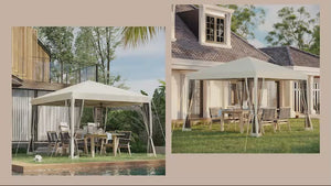 10' x 10' Pop-Up Canopy Tent with Netting, Carry Bag & Adjustable Height, Beige