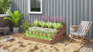 Wooden Raised Garden Bed Kit with Liner, 45" x 45" x 18", Dark Brown