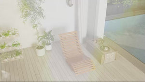 S Shaped Wooden Rocking Chair with Slatted Seat & High Backrest for Patio, Garden, Teak