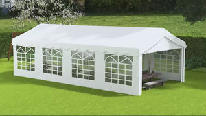 13' x 26' Heavy-duty Outdoor Party Tent with 4 Sidewalls & 8 Windows, White