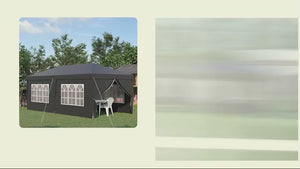 3 x 6m Garden Pop Up Gazebo, Wedding Party Tent with Sidewalls, Windows, Carry Bag, Black