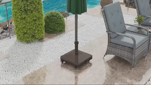 20kg Heavy Duty Garden Parasol Base Stand with Wheels, Sand or Water Can Be Filled, Black