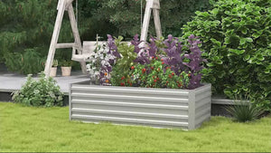 Raised Beds for Garden, Galvanised Steel Outdoor Planters with Multi-reinforced Rods for Vegetables, Plants, Flowers and Herbs, 180 x 90 x 59 cm, Light Grey