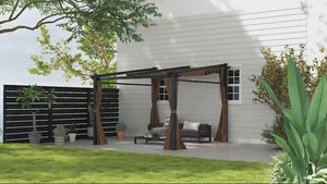 10' x 10' Metal Pergola with Sliding Roof Canopy, Coffee