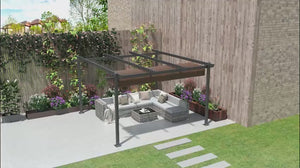13' x 13' Aluminum Retractable Pergola Canopy, for Garden Patio Backyard Deck, Brown