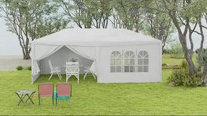 6 x 3 m Party Tent with Canopy, Windows and 6 Removable SideWalls for Outdoor Event, White