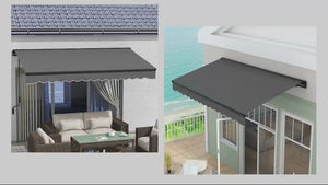3.5 x 2.5m Half Cassette Electric Awning with Remote Controller for Garden Patio, Dark Grey