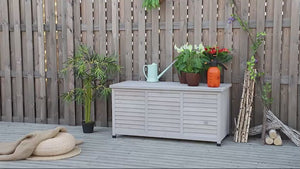 75 Gallon Wooden Deck Box with Weather-Resistant Finish, Grey