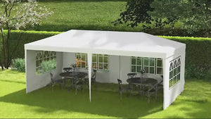 20' x 10' Gazebo Canopy Party Tent, Removable Side Walls, Outdoor Events, White