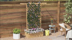 Wood Planter with Trellis, Raised Garden Bed Privacy Screen Planter Box to Grow Vegetables, Herbs and Flowers for Garden, Patio, Deck, Natural