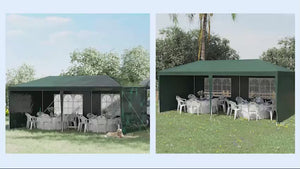 6 x 3 m Patio Gazebo Canopy Tent with Removable Walls, for Outdoor Party Wedding, Green