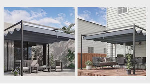 13' x 10' Retractable Pergola Canopy, Outdoor Sun Shade, Dark Grey