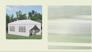 3 x 6m Garden Pop Up Gazebo, Wedding Party Tent with Sidewalls, Windows, Carry Bag, White