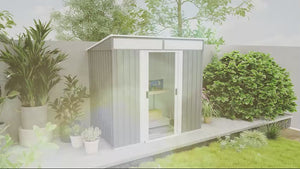 6.5' x 4' Metal Storage Shed with Foundation Kit, Sliding Doors & Vents, Grey