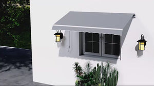 2.5 x 2m Manual Retractable Awning Canopy with Winding Handle for Garden, Patio, Grey