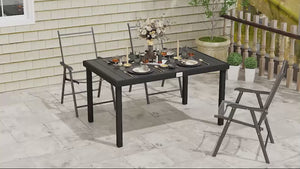 Outdoor Dining Table for 6, Patio Rectangular Table, 55" L x 35.5" W x 29.25" H, Black