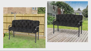 59"x38" Tufted Bench Cushion for Outdoor 3-Seater Furniture, Black