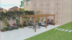 20' x 10' Wood Pergola with Sturdy Grape Trellis for Climbing Plants, Dark Brown