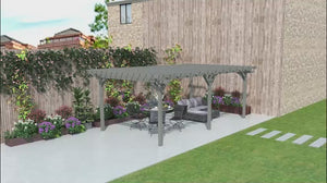 12' x 20' Wood Pergola with Sturdy Trellis for Climbing Plants, Gray