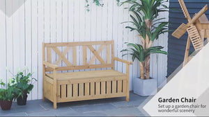 2-Person Patio Wooden Storage Bench with Louvered Side Panels & X-Shape Back, Yellow