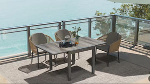 Extending Garden Table for 6 w/ Aluminium Frame & Plastic Board Tabletop, 80/160 x 80 x 75 cm, Grey