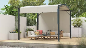 11' x 11' Retractable Pergola Canopy with Arched Metal Frame, Beige