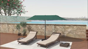 15' Twin Canopy Patio Umbrella with Crank, Air Vents, Dark Green