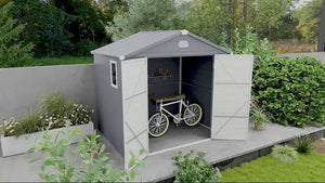 8' x 6' Aluminum Frame Storage Shed with Galvanized Foundation, Light Grey