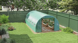 20' x 10' Tunnel Greenhouse with Sprinkler System & 12 Windows, Green