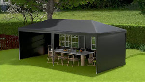 6 x 3 m Patio Gazebo Canopy Tent with Removable Walls, for Outdoor Party Wedding, Black