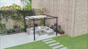 10' x 10' Retractable Pergola Canopy with Magnetic Fixture, UPF30+, Cream White