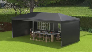6 x 3 m Patio Gazebo Canopy Tent with Removable Walls, for Outdoor Party Wedding, Dark Grey