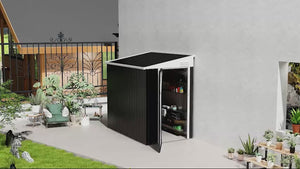 4' x 6' Steel Garden Storage Shed Lean to Shed Outdoor Metal Tool House with Lockable Door and 2 Air Vents for Backyard, Patio, Lawn, Dark Grey