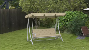 59"x38" Tufted Bench Cushion for Outdoor 3-Seater Furniture, Khaki