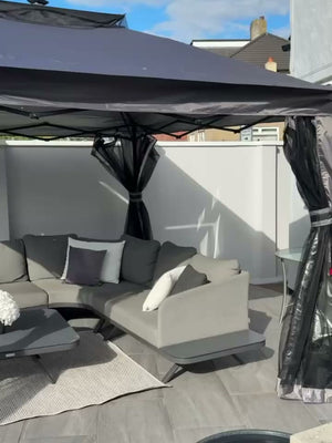 3 x 3m Pop Up Gazebo with Sides, LED Lights & Netting, Instant Event Shelter, Grey