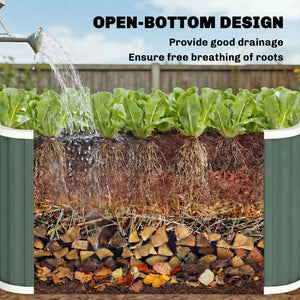 Galvanized Raised Garden Bed, 5' x 2' x 2' Deep Rot Planter Box with Gloves and Plant Labels, Metal Outdoor Garden Bed for Flowers, Herbs and Vegetables, Light Green