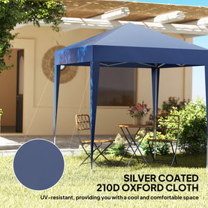 6.6'x6.6' Pop Up Canopy Tent with Sidewalls, Instant Sun Shelter Camping Gazebo with Carry Bag, for Outdoor, Garden, Patio, Blue