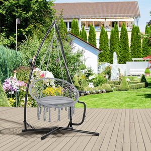 Hammock Chair Stand Only Construction Heavy Duty Metal C-Stand for Hanging Hammock Chair Porch Swing Indoor or Outdoor Use