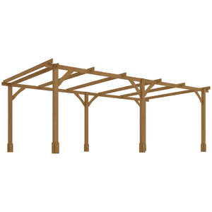 Outsunny 20' x 10' Outdoor Pergola, Wood Gazebo Grape Trellis with Stable Structure and Concrete Anchors for Climbing Plant Support, Garden, Patio, Backyard, Deck, Dark Brown