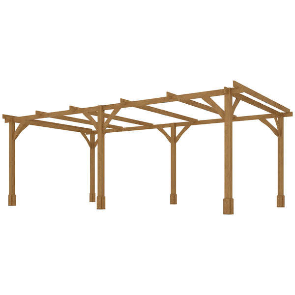 Outsunny 20' x 10' Outdoor Pergola, Wood Gazebo Grape Trellis with Stable Structure and Concrete Anchors for Climbing Plant Support, Garden, Patio, Backyard, Deck, Dark Brown