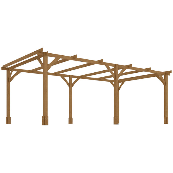 Outsunny 20' x 10' Outdoor Pergola, Wood Gazebo Grape Trellis with Stable Structure and Concrete Anchors for Climbing Plant Support, Garden, Patio, Backyard, Deck, Dark Brown