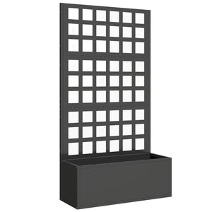 Galvanized Raised Garden Bed with Trellis, Metal Planter Box with Drainage Holes, Outdoor Privacy Screen for Climbing Plants, Vegetable, Vines, 24" x 9" x 44.5", Black