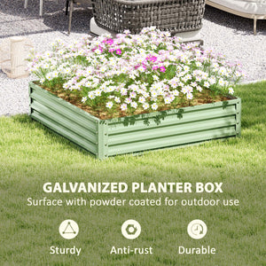 4' x 4' x 1' Raised Garden Bed Galvanized Steel Planter Box for Vegetables, Flowers, Herbs, Light Green