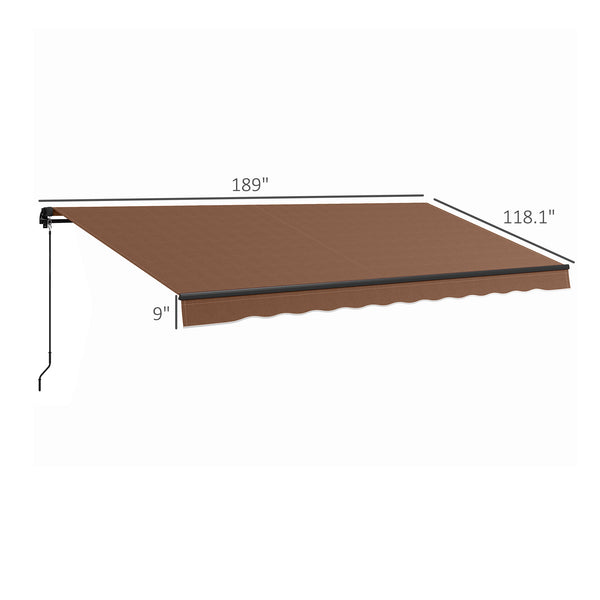 Outsunny 16' x 10' Retractable Awning, Patio Awning Sunshade Shelter with Manual Crank Handle, 280gsm UV Resistant Fabric and Aluminum Frame for Deck, Balcony, Yard, Brown