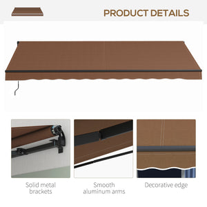 Outsunny 16' x 10' Retractable Awning, Patio Awning Sunshade Shelter with Manual Crank Handle, 280gsm UV Resistant Fabric and Aluminum Frame for Deck, Balcony, Yard, Brown