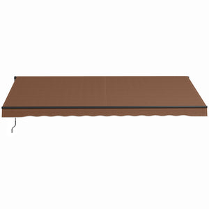 Outsunny 16' x 10' Retractable Awning, Patio Awning Sunshade Shelter with Manual Crank Handle, 280gsm UV Resistant Fabric and Aluminum Frame for Deck, Balcony, Yard, Brown