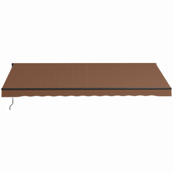 Outsunny 16' x 10' Retractable Awning, Patio Awning Sunshade Shelter with Manual Crank Handle, 280gsm UV Resistant Fabric and Aluminum Frame for Deck, Balcony, Yard, Brown