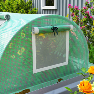 10' x 3' x 2' Portable Mini Greenhouse, Tunnel Growing Tent Plants Flower Warm House with 5 Mesh Windows and Steel Frame, for Garden, Patio, Backyard, Green